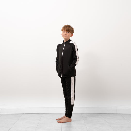 Boys Knitted Tracksuit Top - Black/White