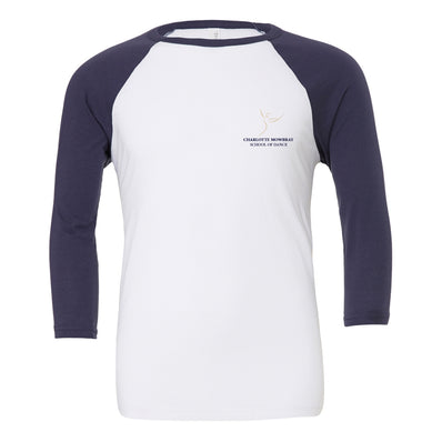 Charlotte Mowbray School of Dance Unisex Quater Sleeve Baseball T-shirt