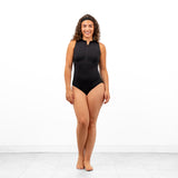 Pandr Zip Front Open Back Leotard - Black