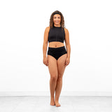 Pandr Zip Front Open Back Crop Top - Black