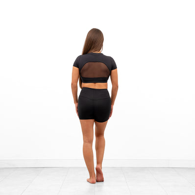 Pandr Mesh Back Crop Top - Black