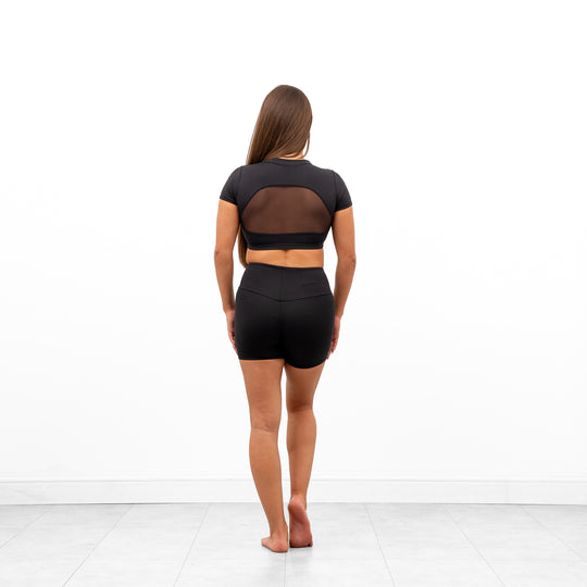 Pandr Mesh Back Crop Top - Black