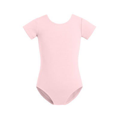 Pandr Cotton Cap Sleeve Plain Front Leotard - Pale Pink