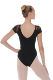 Roch Valley Cap Sleeve Leotard With Lace Sleeves - Black