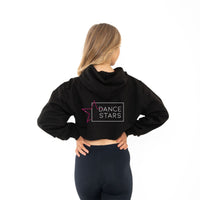 Dance Stars Pink Glitter Raw Cropped Kids Hoodie