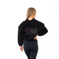 Dance Stars Pink Glitter Ladies Cropped Over Sized Hoodie
