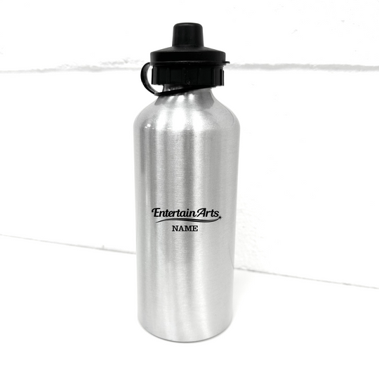 EntertainArts 600ml Silver Water Bottle (Two Lids)
