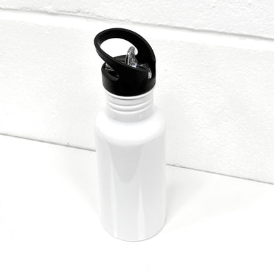 600ml Sports Water Bottle (Int Straw) - White