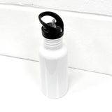 600ml Sports Water Bottle (Int Straw) - White