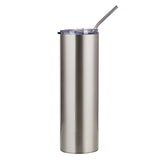 600ml Tumbler with Straw - Silver