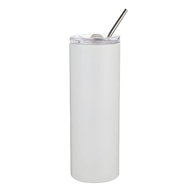 600ml Tumbler with Straw - White