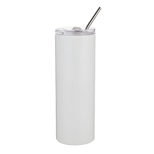 600ml Tumbler with Straw - White