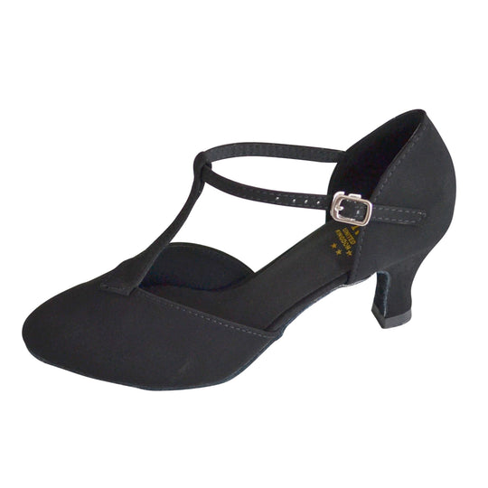 Roch Valley Felicity T-Bar in Nubuck with Flared 2.2" Heel