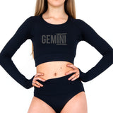 Gemini Long Sleeve Fitted Crop Top