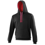 Adults Varsity Hoodie - Black/Hot Pink