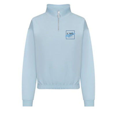 CMG Arts Crop 3/4 Zip Sweatshirt - Sky Blue