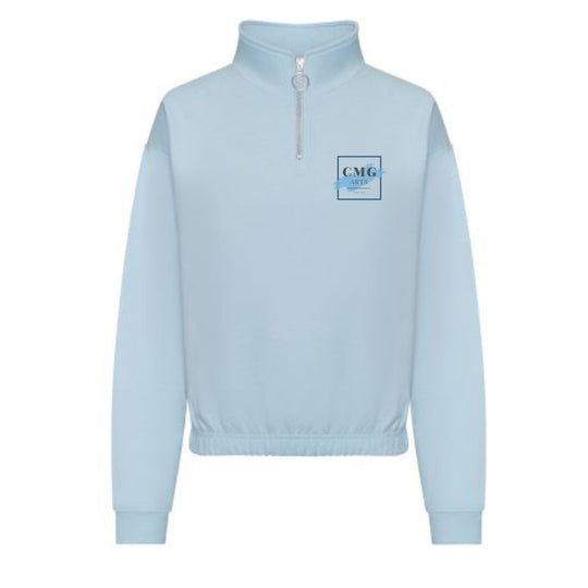 CMG Arts Crop 3/4 Zip Sweatshirt - Sky Blue