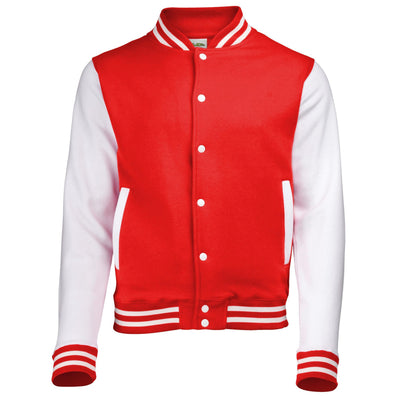 Adults Varsity Jacket - Fire Red/White