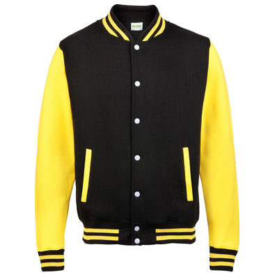Adults Varsity Jacket - Black/Sun Yellow