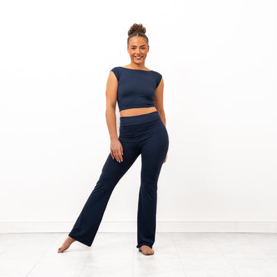 Pandr High Waist Flared Leggings - Navy