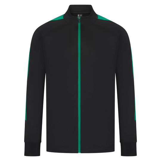 Adults Knitted Tracksuit Top - Black/Emerald