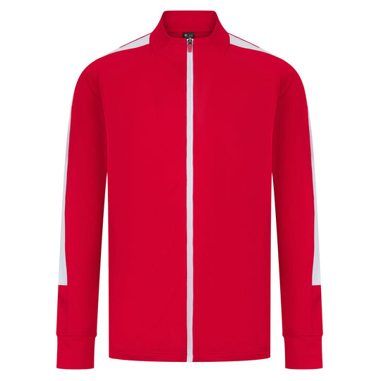 Kids Knitted Tracksuit Top - Red/White