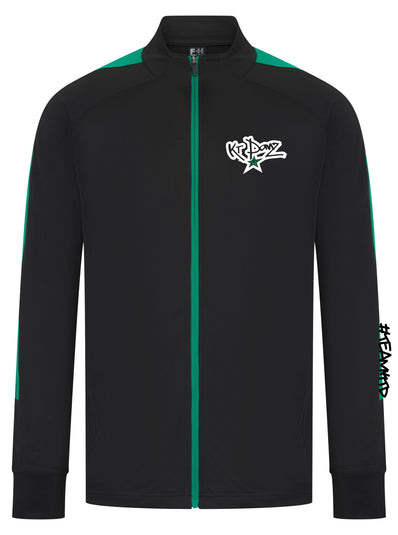 KT Danz Black & Green Kids Knitted Tracksuit Top
