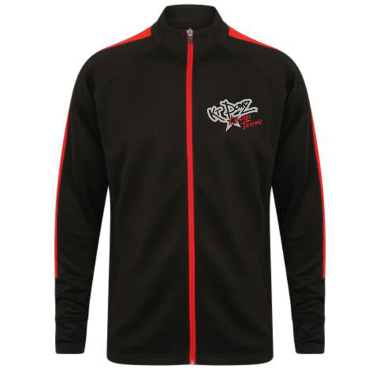 KT Danz Black & Red Comp Team Kids Knitted Tracksuit Top