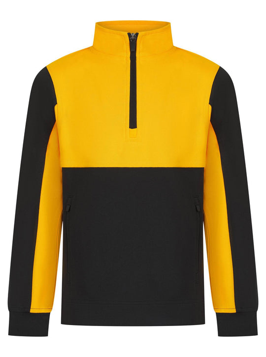 Kids 1/4 Zip Tracksuit Top - Black/Gold