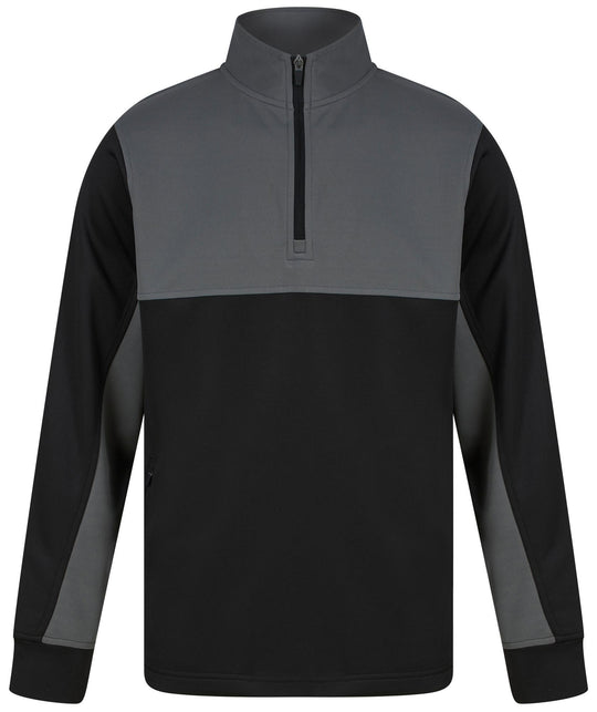 Adults 1/4 Zip Tracksuit Top - Black/Gunmetal