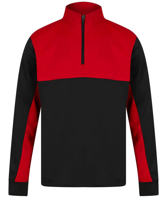 Adults 1/4 Zip Tracksuit Top - Black/Red