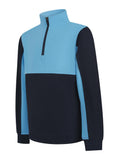 Kids 1/4 Zip Tracksuit Top - Navy/Sky