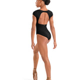 Mirella Black Floral Cap Sleeve Leotard