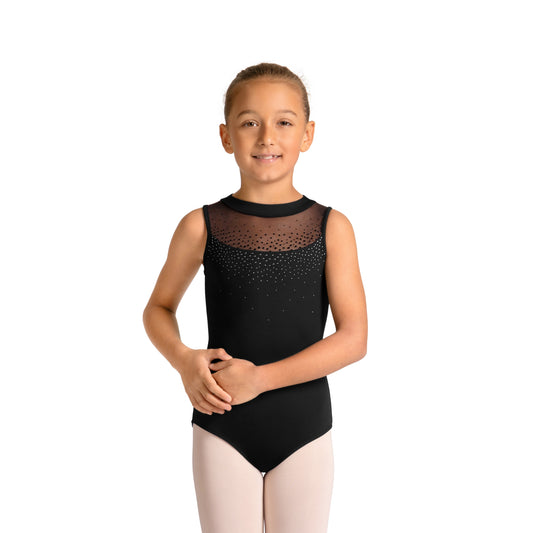 Mirella Girls Mock Neck Leotard - Black