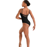 Mirella Black Floral Cami Leotard