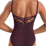 Mirella Maroon Floral Cami Leotard