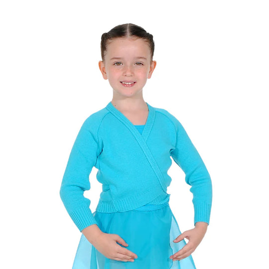 Roch Valley Acrylic Cross-over Cardigan. - Aqua