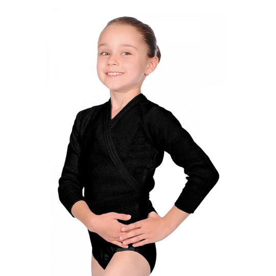 Roch Valley Acrylic Cross-over Cardigan. - Black