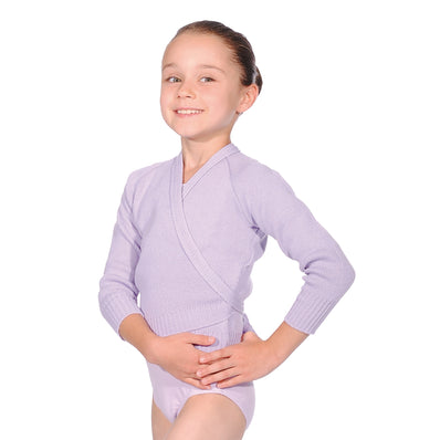 Roch Valley Acrylic Cross-over Cardigan. - Lilac