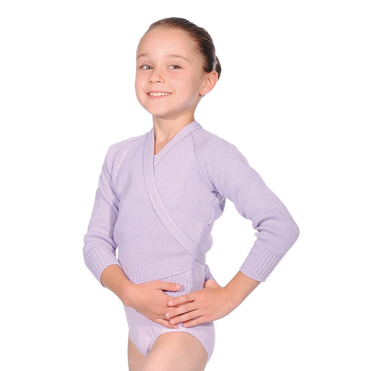 Roch Valley Acrylic Cross-over Cardigan. - Lilac