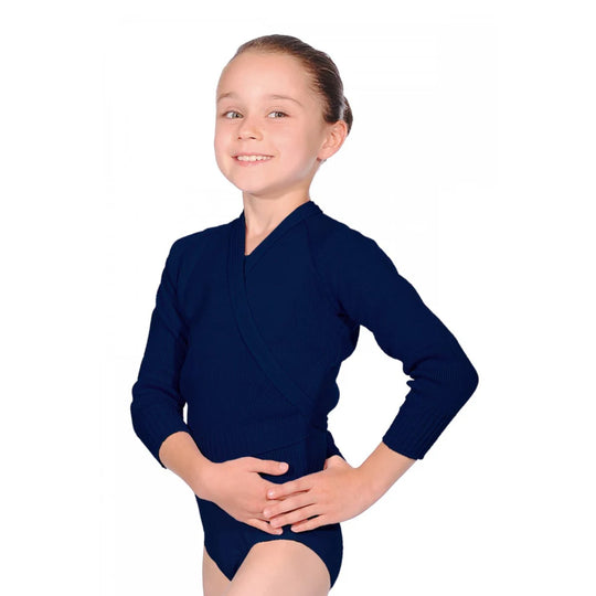 Roch Valley Acrylic Cross-over Cardigan. - Navy