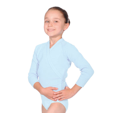 Roch Valley Acrylic Cross-over Cardigan. - Pale Blue