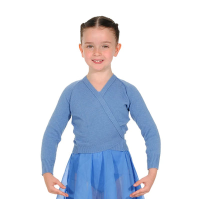 Roch Valley Acrylic Cross-over Cardigan. - Sky