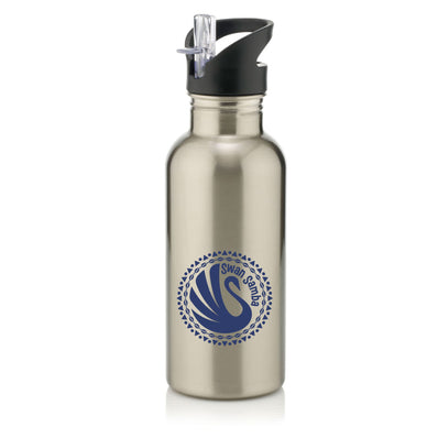 Swan Samba 600ml Silver Sports Water Bottle (Int Straw)