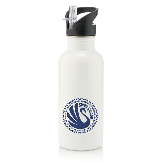 Swan Samba 600ml White Sports Water Bottle (Int Straw)