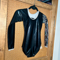 T&P Ebony Shine, Cascade Hologram Foil & Silver Hologram Long Sleeve Leotard