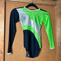 T&P Scribble Silver/Platinum Shine Long Sleeve Gymnastic Leotard