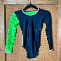 T&P Scribble Silver/Platinum Shine Long Sleeve Gymnastic Leotard