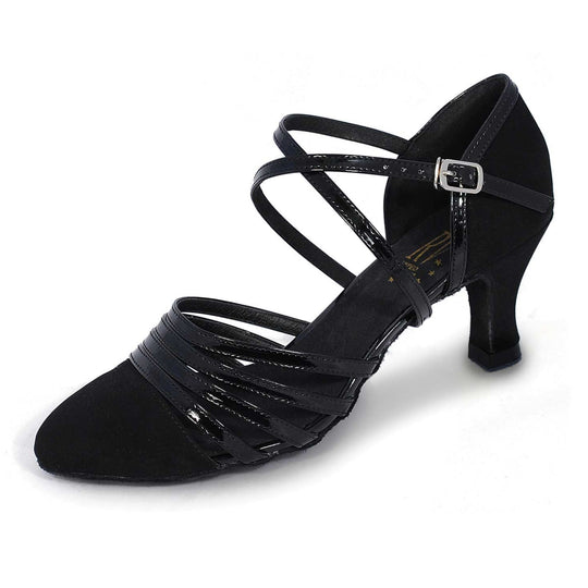 Roch Valley Nubuck and Patent Closed Toe 2" Flared Heel