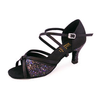 Roch Valley Calypso X-Strap Satin Sandal with Multi Coloured Glitter 2.5" Heel